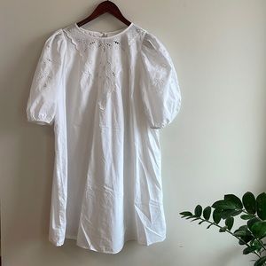H&M White Short Billowy Cotton Dress